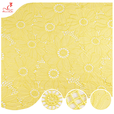 Milk Silk Polyester Guipure Lace Trim 135Cm Width Polyester Embroidery Lace Trimming
