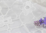 Custom Embroidered Lace Fabric With Milk Silk On Nylon Mesh For Fashion Designers