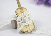 Milk Silk Nylon Eyelet Wedding Lace Trim For Garment , Floral Embroidered Lace Ribbon