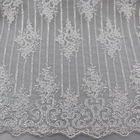 Floral Corded Embroidered Sequin Lace Fabric For Bridal Gowns Dresses
