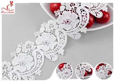 6CM Fancy Water Soluble Chemical Lace Trim With Heavy Embroidery SGS Verified