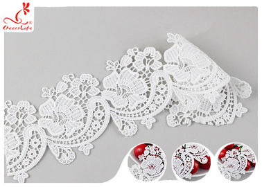 6CM Fancy Water Soluble Chemical Lace Trim With Heavy Embroidery SGS Verified