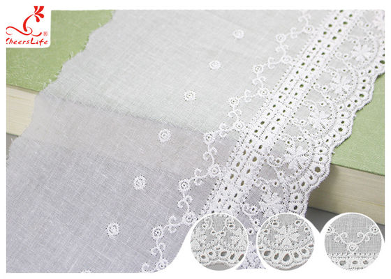 White Cotton Lace Fabric / Eyelet Lace Trim Ribbon