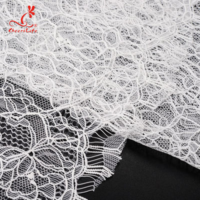 High quality White nylon lace fabric for long dress