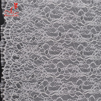 High quality White nylon lace fabric for long dress