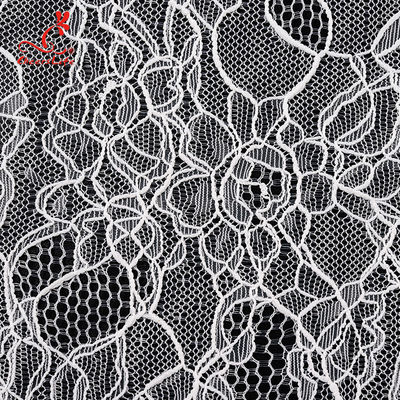 High quality White nylon lace fabric for long dress