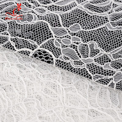High quality White nylon lace fabric for long dress