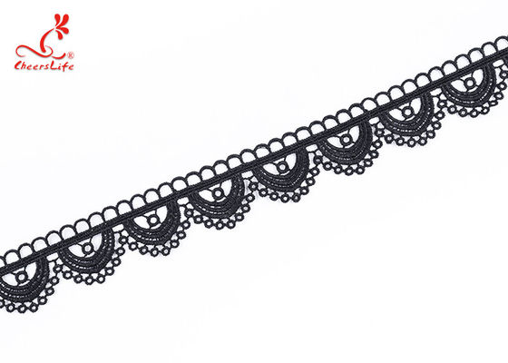 Durable Quality 4 Cm Popular Milk Yarn Voile Embroidered Embroidery Hollow Out Black Lace for Casual Dress