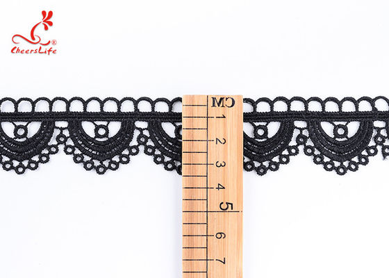 Durable Quality 4 Cm Popular Milk Yarn Voile Embroidered Embroidery Hollow Out Black Lace for Casual Dress