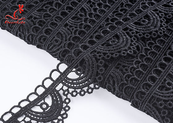 Durable Quality 4 Cm Popular Milk Yarn Voile Embroidered Embroidery Hollow Out Black Lace for Casual Dress