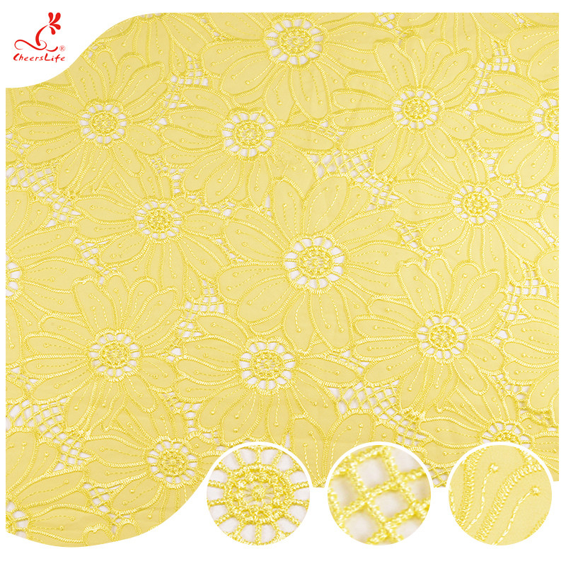 Milk Silk Polyester Guipure Lace Trim 135Cm Width Polyester Embroidery Lace Trimming