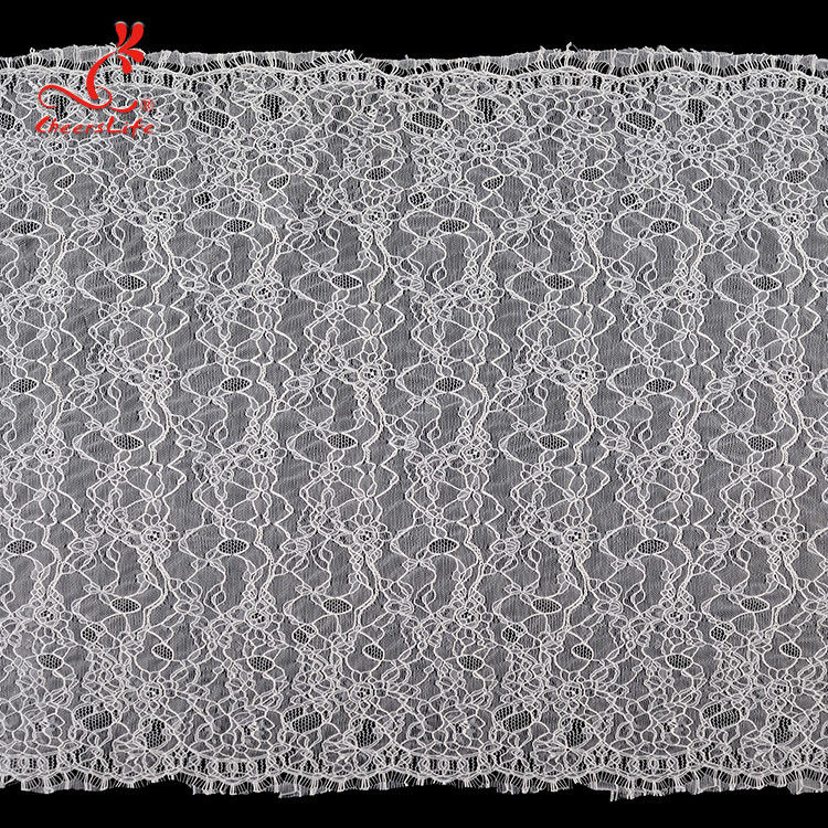High quality White nylon lace fabric for long dress